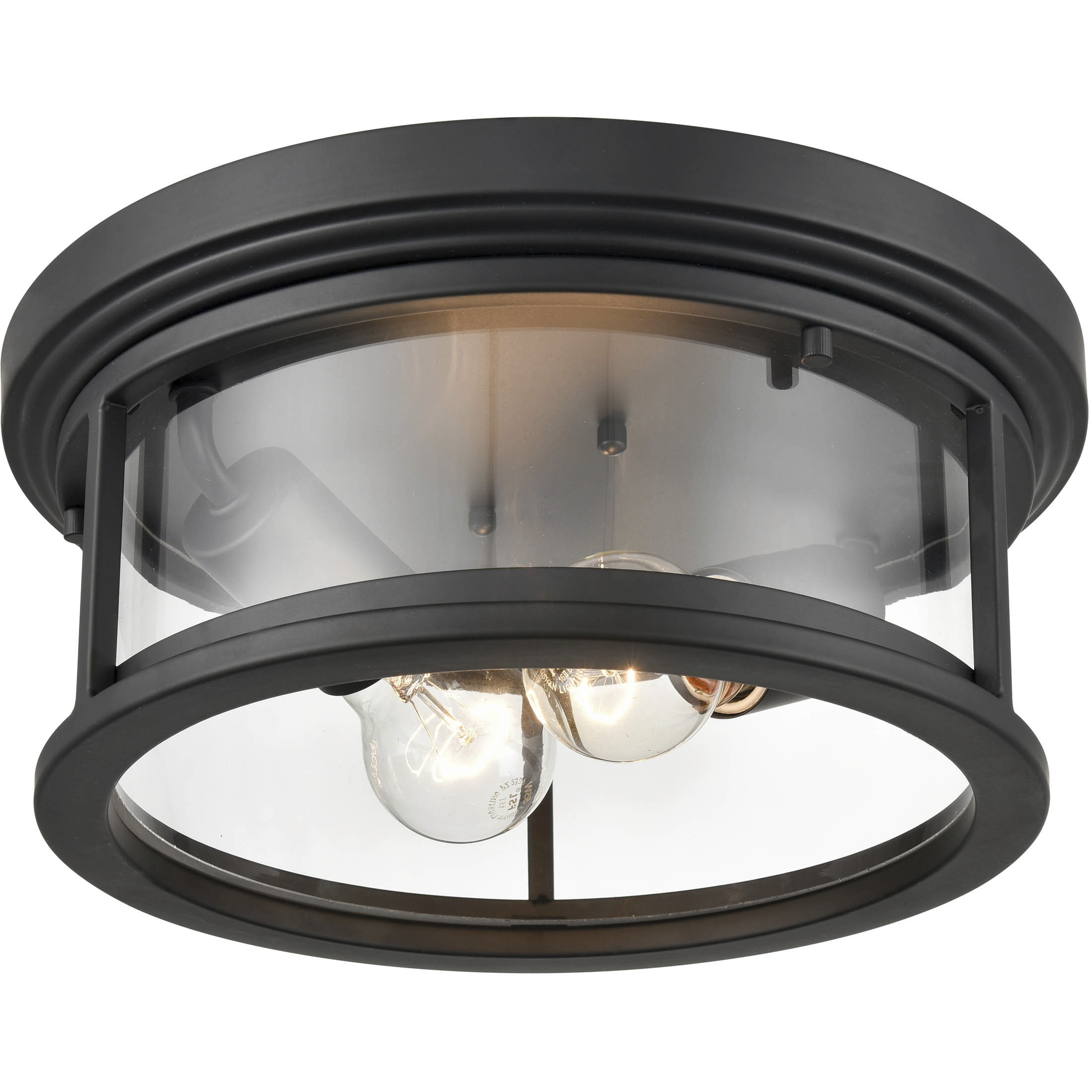 Bresley 2 Light 12 inch Powder Coated Black Outdoor Flush Mount